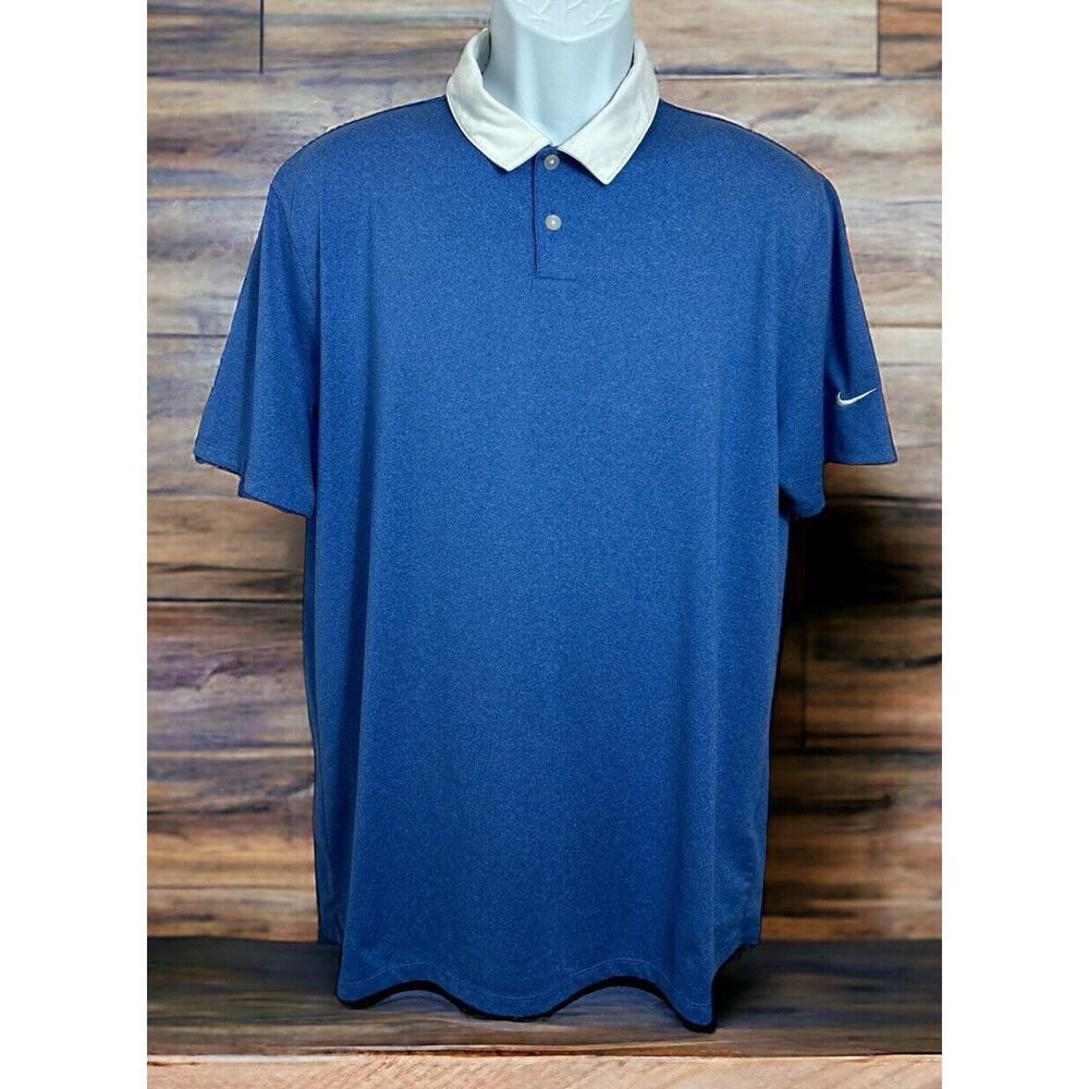Men's Nike Golf Standard Dri-Fit Polo Shirt Sz M Heathered Blue Short Sleeve